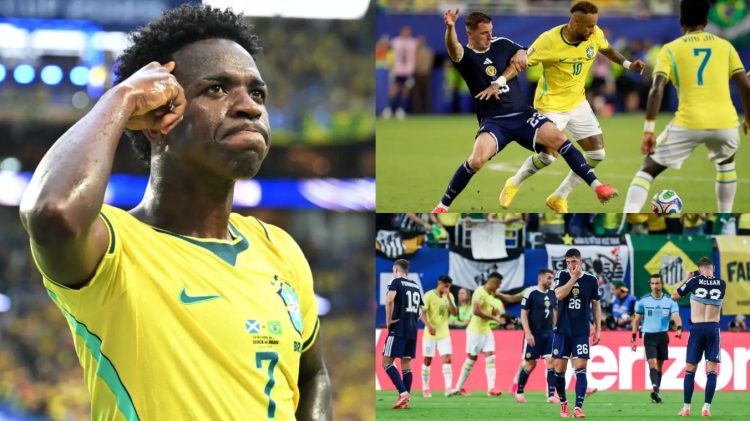Një Brazil fantastik, Vinicius dhuron show ndaj Skocisë, kualifikohet si kokë grupi