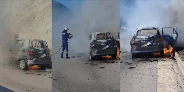 Flakë të mëdha pranë Picarit, digjet plotësisht një automjet (VIDEO)