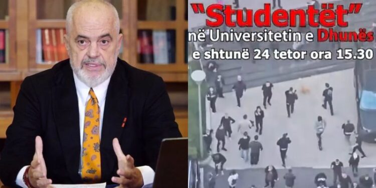 “Studentët në Universitetin e Dhunës”, Rama nxjerr pamjet e protestuesve me maska në selinë e PD (VIDEO)