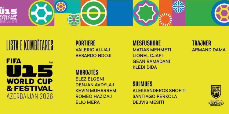 Kombëtarja U-15, trajneri Armand Dama publikon listën për FIFA U-15 World Cup & Festival 2026