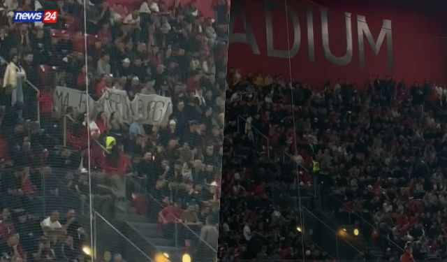 VIDEO/ “Rama në burg, Berisha në burg”, protestohet në stadiumin kombëtar, policia afrohet për të marrë banderolën